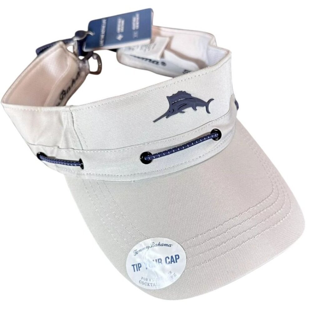 Tommy Bahama Visor White Adjustable Sun Hat Cap Fishing Boating Beach Mens